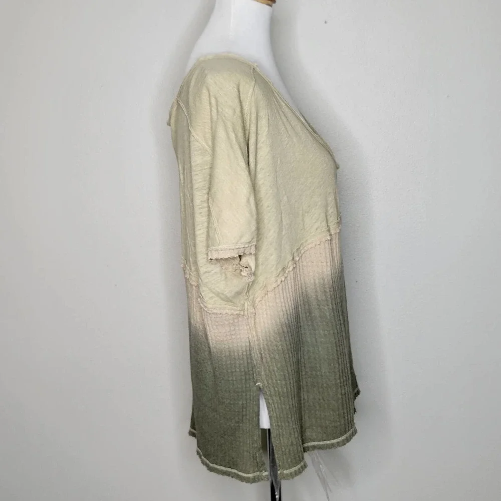 Free People Sundial Dip Dye Thermal Tee Size Small‎